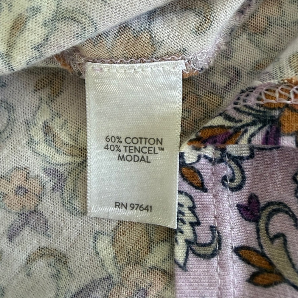 J.‎ Jill Petite Floral Paisley Print Top Peasant Boho Pink Purple 3/4 Sleeve XSP - Picture 13 of 14